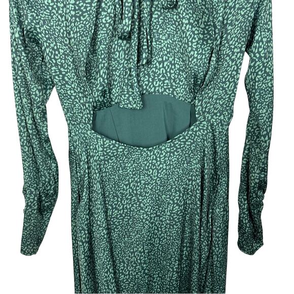 Free People Loveless Printed Green Satin Backless A Line Midi Dress Size 2 - Picture 9 of 14